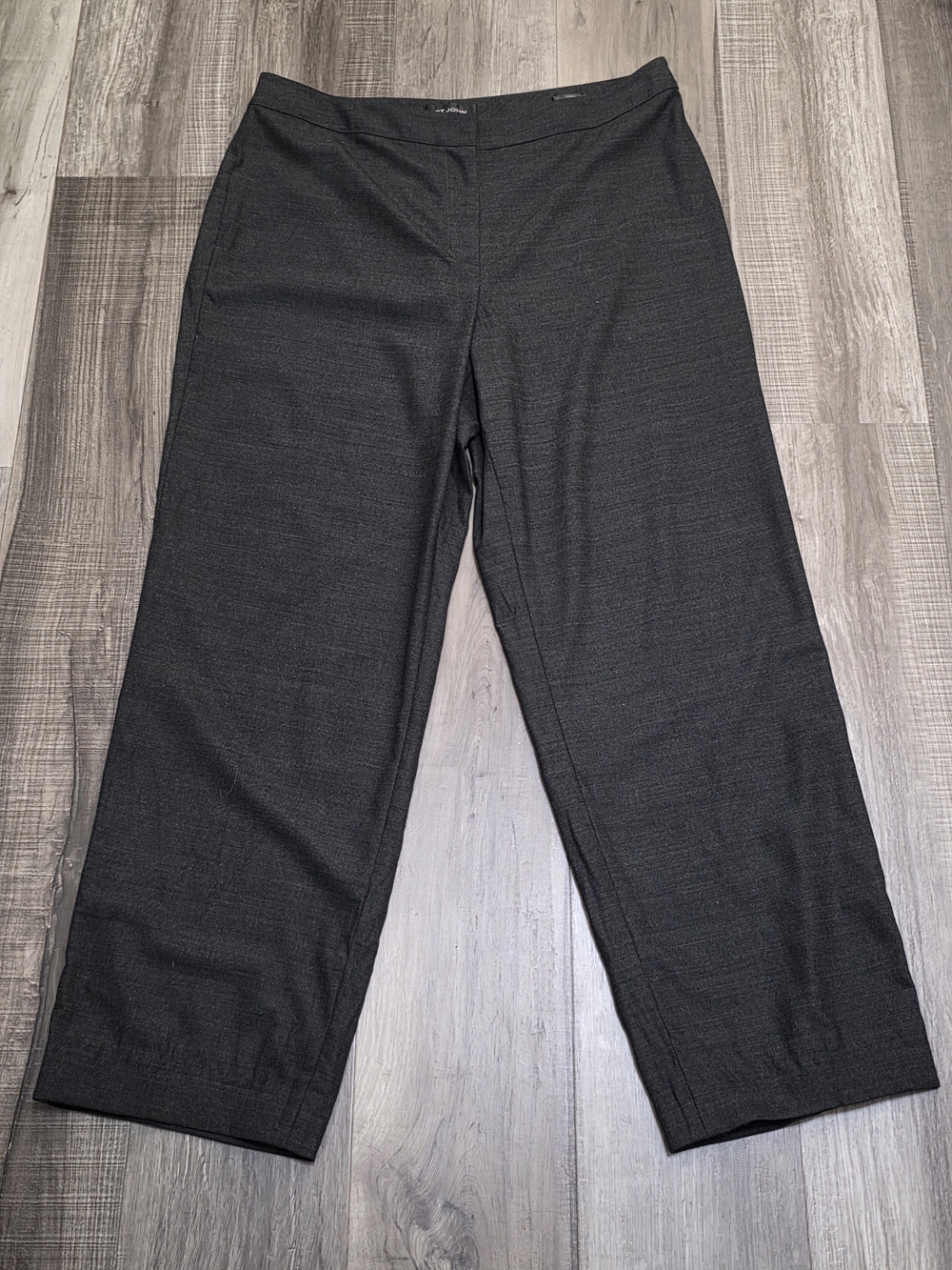 St. John Diana Wool Blend Charcoal Grey Wide Leg Trousers